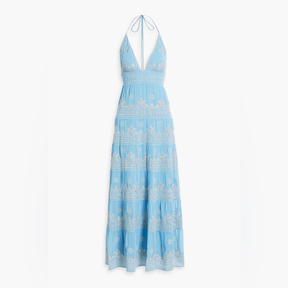 ALICE + OLIVIA Karolina tiered embellished halter maxi dress